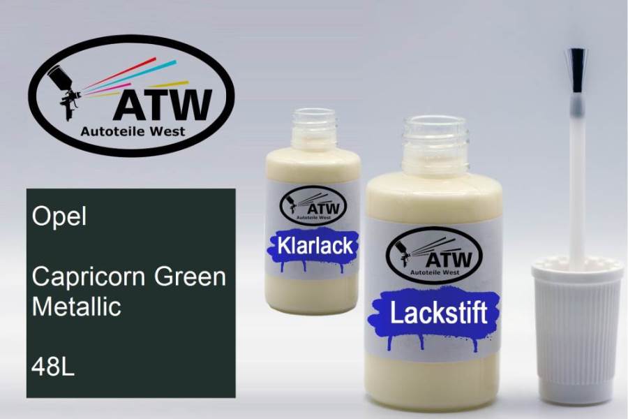 Opel, Capricorn Green Metallic, 48L: 20ml Lackstift + 20ml Klarlack - Set, von ATW Autoteile West.